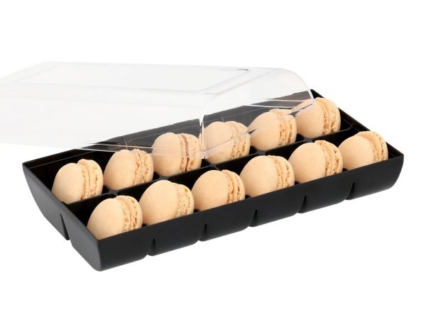 Macaron Half Shells 24pcs. champagne in 12er Verpackung black