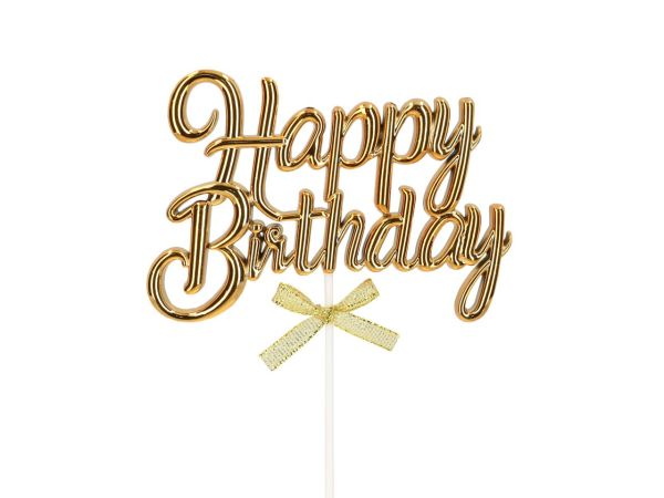 Cake-Masters Cake Topper Happy Birthday gold 3D