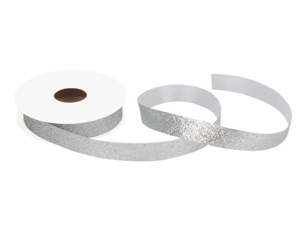 Cake-Masters Satin Ribbon silver glitter 15mm; 5m GREENLINE