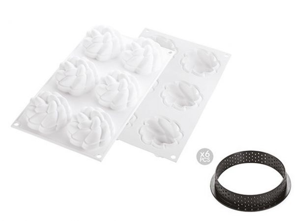 Silikomart Silicone Mould Kit Tarte Ring Fleur 80mm