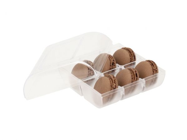 Macaron Half Shells 12pcs. brown in 6er Verpackung transparent