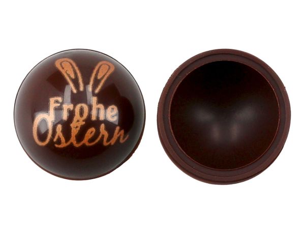 CM Basics 1 sheet half-shell dark chocolate Happy Easter Bunny Ears, 40 pieces