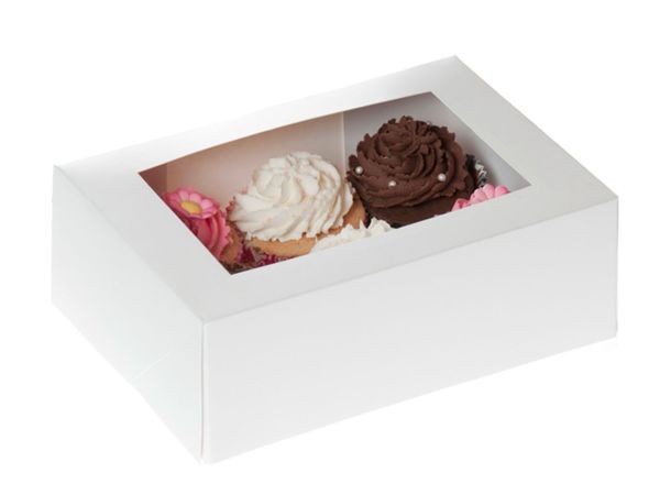 House of Marie Cupcake Box for 6 cupcakes white 2 pieces
