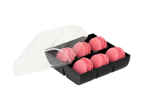 Macaron Half Shells 12pcs. red in 6er Verpackung black