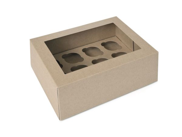 House of Marie Cupcake Box for 12 cupcakes brown 2 pieces