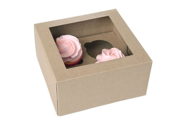 House of Marie Cupcake Box for 4 cupcakes kraft 2 pieces