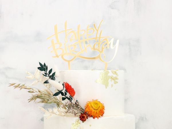 Cake-Masters Cake Topper Happy Birthday gold