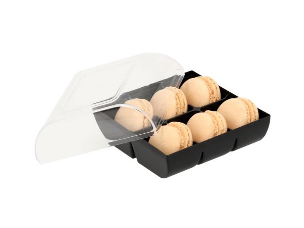 Macaron Half Shells 12pcs. champagne in 6er Verpackung black