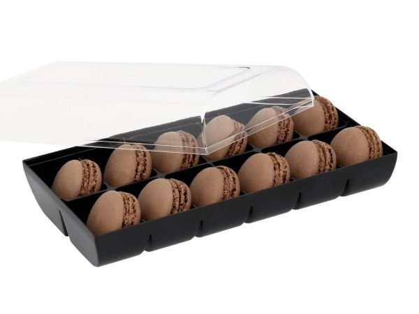 Macaron Half Shells 24pcs. brown in 12er Verpackung black