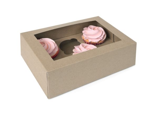 House of Marie Cupcake Box für 6 Cupcakes kraftpapier braun 2 Stück