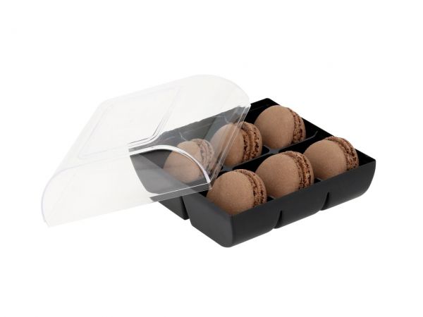 Macaron Half Shells 12pcs. brown in 6er Verpackung black
