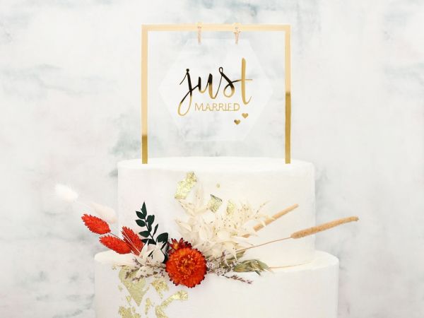 Cake-Masters Cake Topper Just married gold