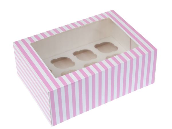 House of Marie Cupcake Box für 12 Cupcakes mit Fenster Pink Zirkus 2 Stück