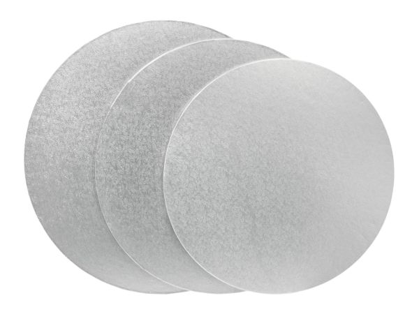 Cake-Masters Cake Board circular 20cm silver 4mm shrink wrapped