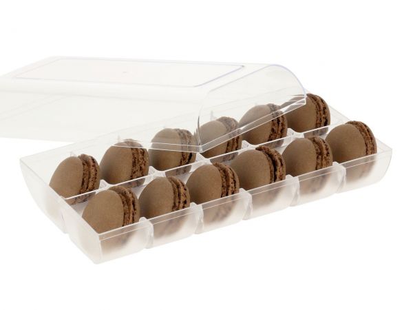 Macaron-Schalen 24 Stück braun in 12er Verpackung transparent