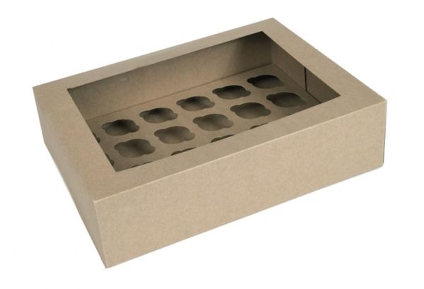House of Marie Cupcake Box für 24 Mini-Cupcakes kraftpapier braun 2 Stück
