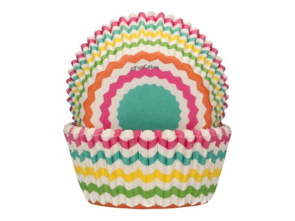 FunCakes Muffin Paper Cups Colourful Chevron 48pcs.
