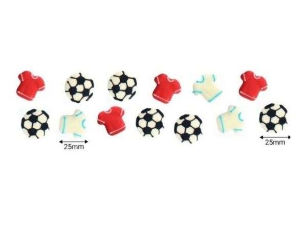 Culpitt Sugar Decoration Footballs &amp; Jerseys 25mm 12 Pieces