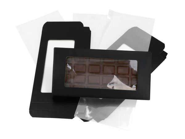 Cake-Masters Verpackung für Schokoladentafeln schwarz 3er Set inkl. Zellophantüten