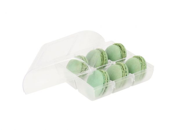 Macaron Half Shells 12pcs. green in 6er Verpackung transparent
