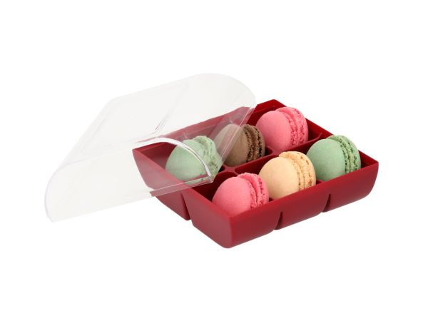 Macaron Half Shells 12pcs. colourful in 6er Verpackung ruby